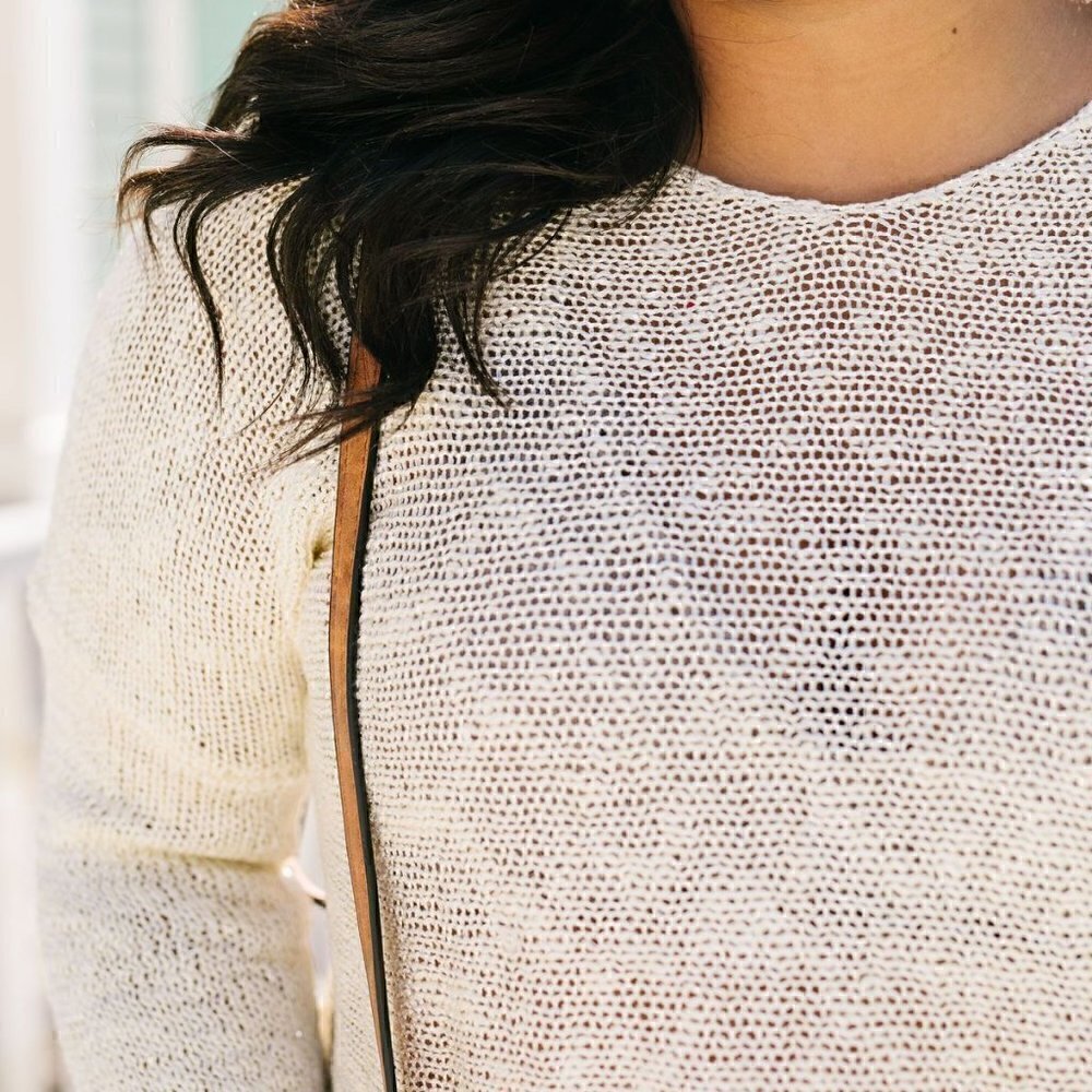 Ces Femme Cream Sheer Sweater w/ Sequin Details - Picture 5 of 6